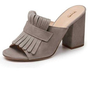 XYD Open Toe Heeled Mules Chunky  Dress Shoes